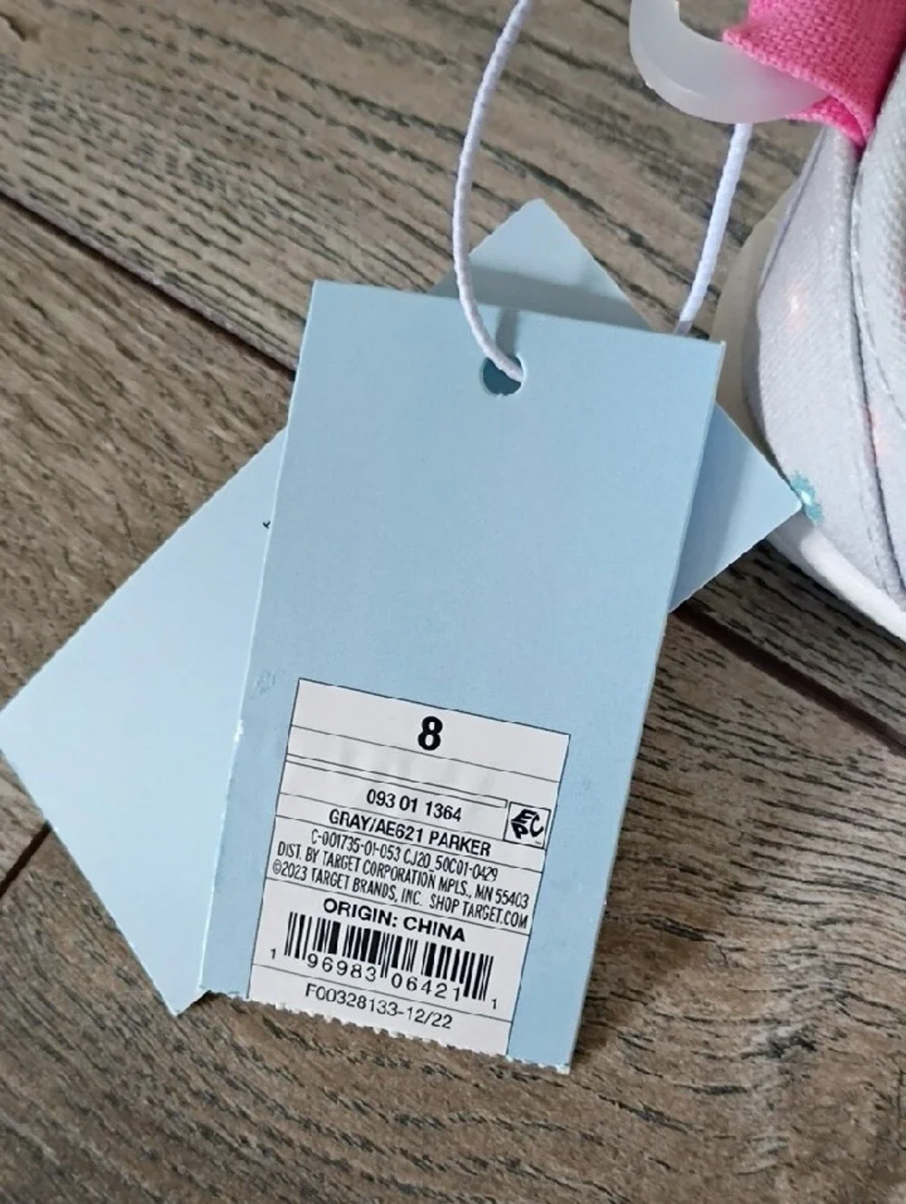 Cat & Jack Gray Canvas Hook-and-Loop Sneakers with Pink Lining *New
